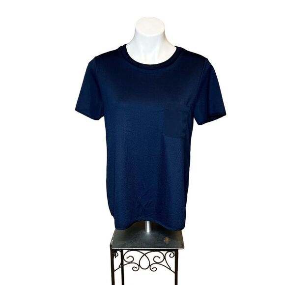 Banana Republic Tops - Banana Republic navy blue short sleeve tie back blouse size S